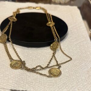 Triple layered Elegant Gold Coin Pendant Necklace